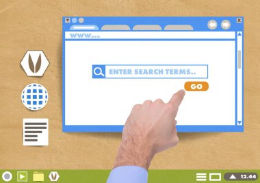 Arama kutusuna pencere Web sitesi dokunmadan el 
