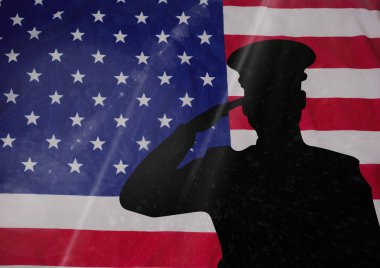 Gaziler günü asker bayrağı önünde