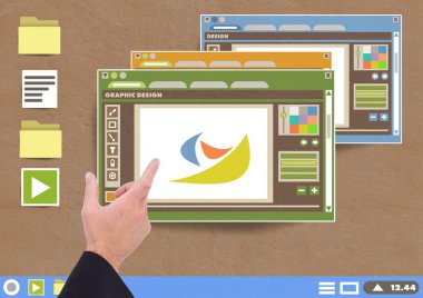 Grafik tasarım Düzenleyicisi pencerelerini dokunmadan el 