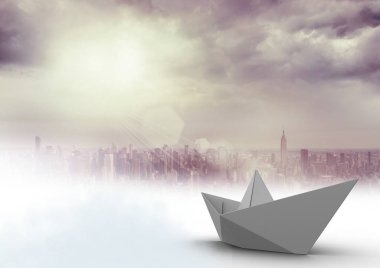 Kağıt tekne bulutlu City
