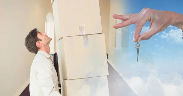 Man moving boxes — Stock Photo, Image