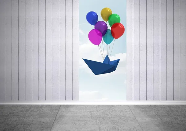 Balonlu kağıt tekne. — Stok fotoğraf