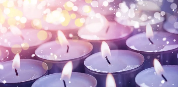 Illuminated candles during Christmas time — Stock Photo, Image