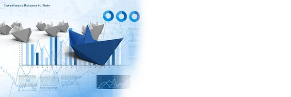 Grupp av papper båtar på stapeldiagram statistik — Stockfoto
