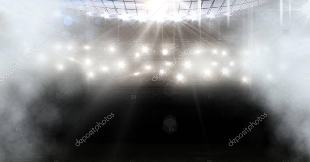 american football stadium with spotlights