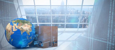 3D planet earth ve karton kutu 