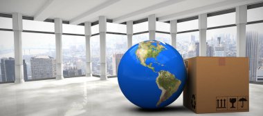 karton kutu tarafından planet Earth 3D görüntü