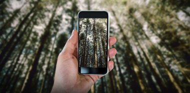 kırpılan el akıllı telefon tutarak