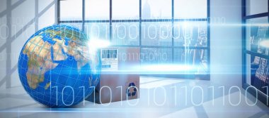 mavi çizgiler kutusu tarafından planet Earth 3D görüntü