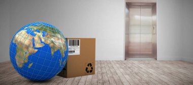 mavi çizgiler kutusu tarafından planet Earth 3D görüntü