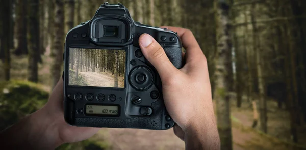 Abgeschnittenes Bild von Händen, die Kamera halten — Stockfoto