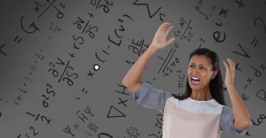 frustrated woman with math background clipart