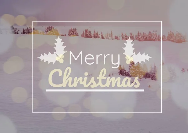 Merry Christmas tekst op sneeuw achtergrond — Stockfoto