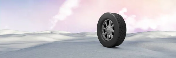 Tyre in Winter snow landscape — Stock Photo, Image