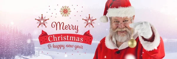 Papai Noel com bugiganga de Natal — Fotografia de Stock