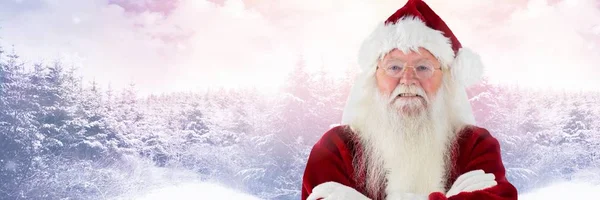 Jultomte med armarna vikta — Stockfoto