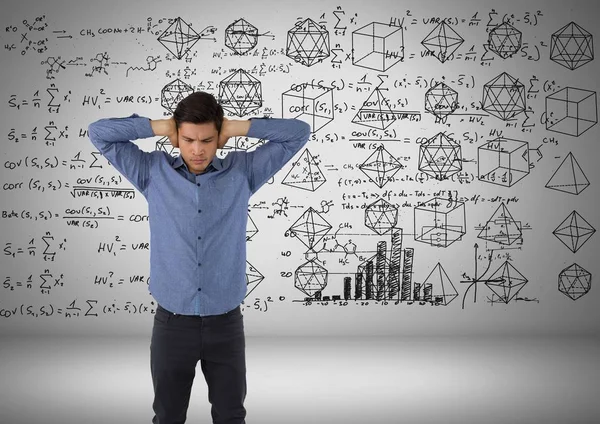 Hombre frustrado con antecedentes matemáticos —  Fotos de Stock