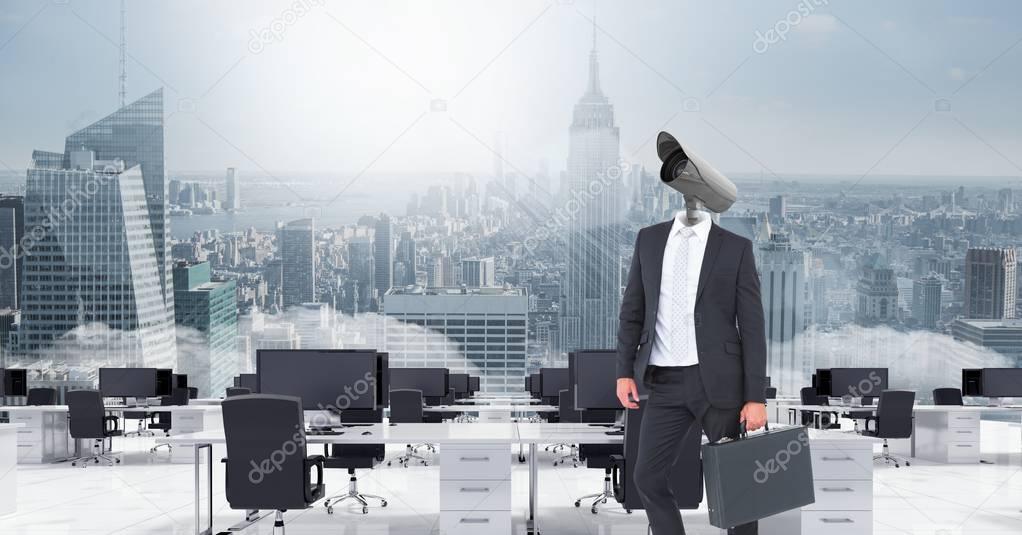 Businessman with CCTV head