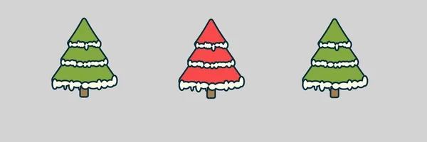 Árvores de Natal ilustrações em uma linha — Fotografia de Stock