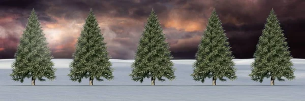 Árboles de Navidad en invierno paisaje — Foto de Stock