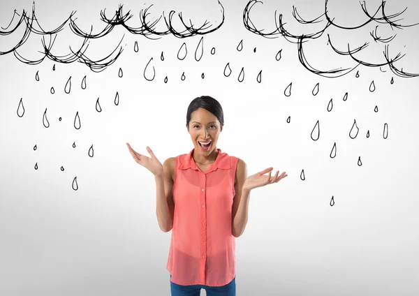 Frustrerade kvinnan i regnet — Stockfoto