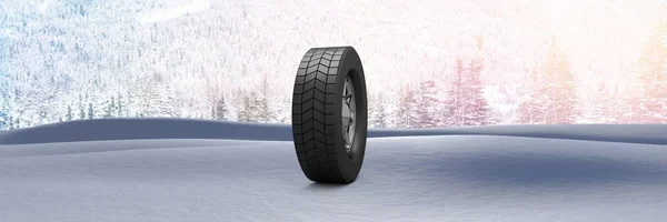 Tyre in Winter snow landscape — Stock Photo, Image