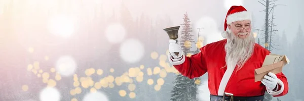 Santa holding çan — Stok fotoğraf