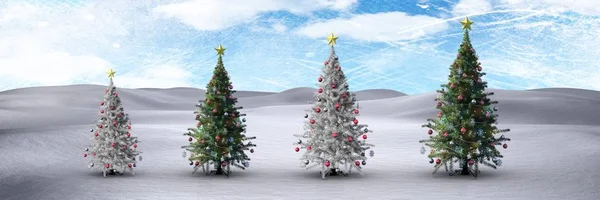 Vánoční stromky v zimní krajině — Stock fotografie