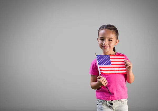 Chica con bandera americana — Foto de Stock