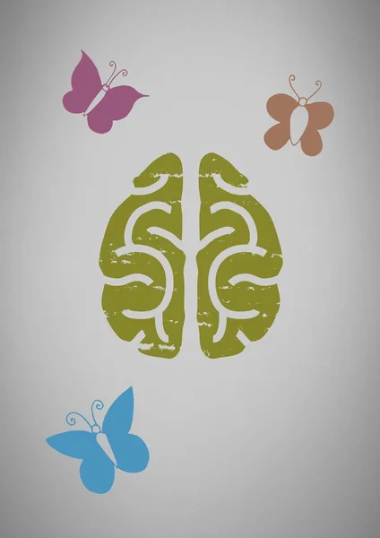 脳と蝶のイラスト — ストック写真