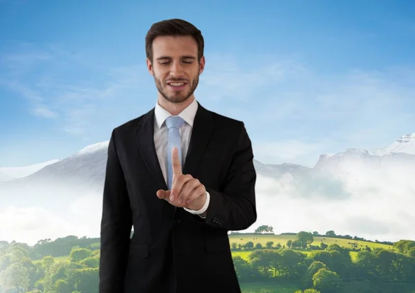 Businessman touching air — Stock Photo, Image