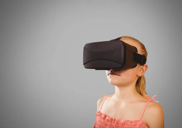 Lány a virtuális-valóság sisak — Stock Fotó