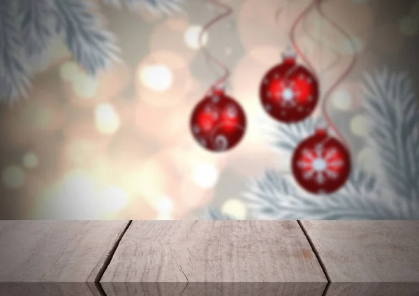 Piso de madeira com fundo tema de Natal — Fotografia de Stock