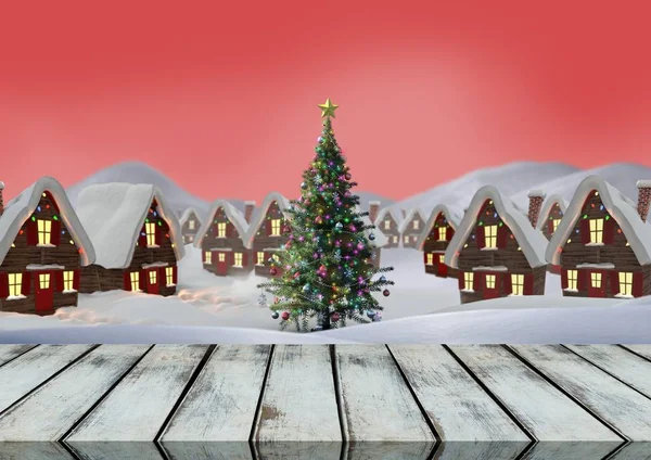 Pavimento in legno con sfondo tema Natale — Foto Stock