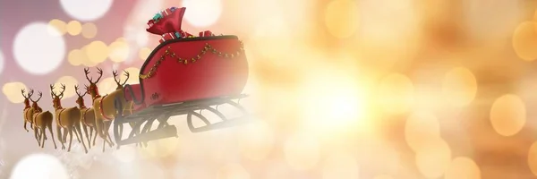 Weihnachtsmann-Schlitten und Rentiere — Stockfoto