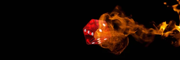 3D dice against fire — Stock Photo, Image