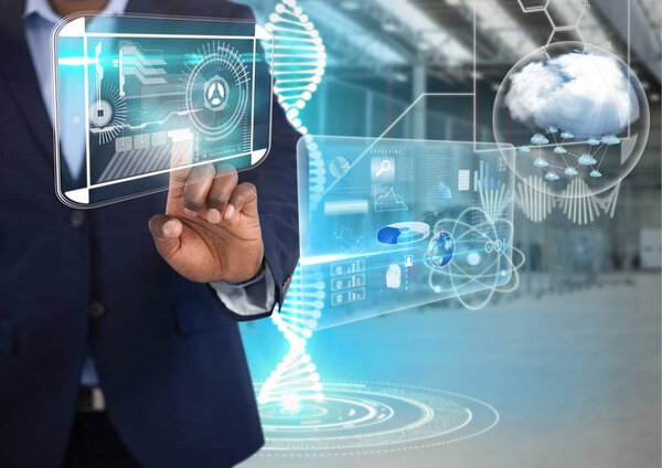 Businessman touching air