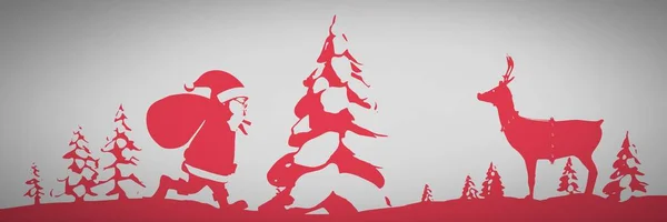 クリスマスのイラストと灰色の背景 — ストック写真