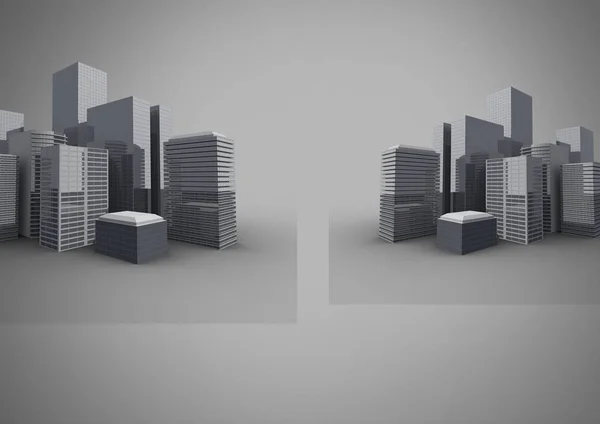 Fondo gris con edificios de ciudad 3D —  Fotos de Stock