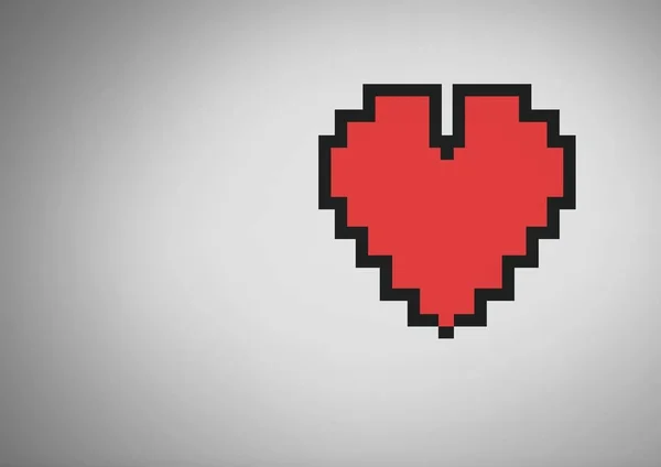 Fundo cinza com coração de pixel — Fotografia de Stock