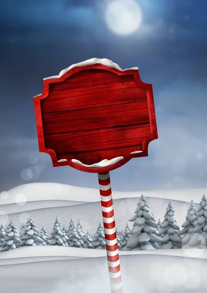 Wegweiser in weihnachtlicher Winterlandschaft — Stockfoto