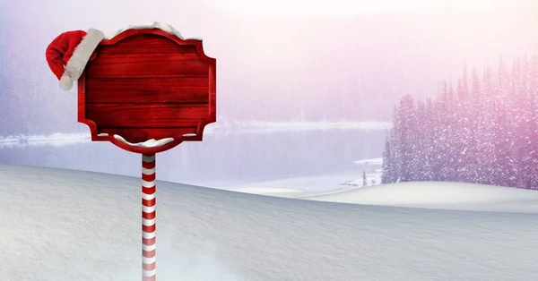 Wegwijzer in Kerstmis winterlandschap — Stockfoto