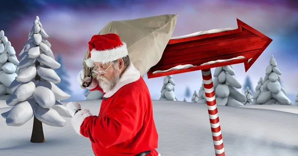 Санта с мешком — стоковое фото