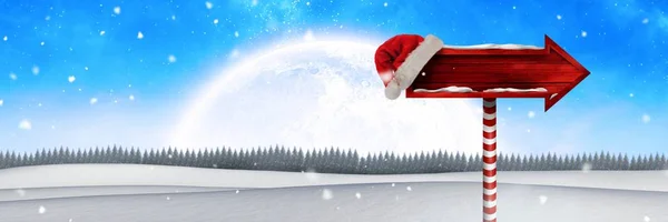 크리스마스 겨울 풍경에 푯 말 — 스톡 사진