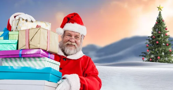 Santa bedrijf geschenken — Stockfoto