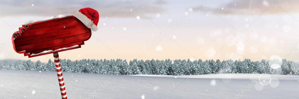 signpost in Christmas Winter landscape