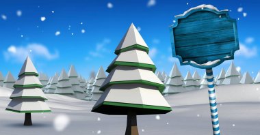 Christmas kış manzara ağaçlar ile