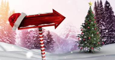 Christmas kış manzara içinde ahşap tabela