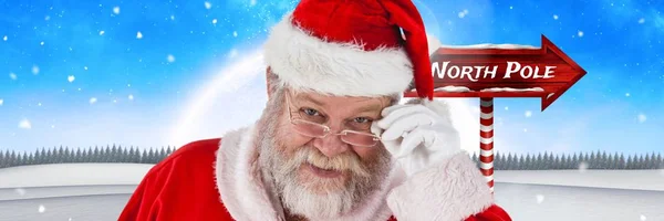 Papai Noel e pólo norte texto — Fotografia de Stock