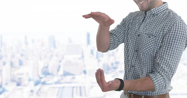 Uomo d'affari con le mani palmo aperto — Foto Stock